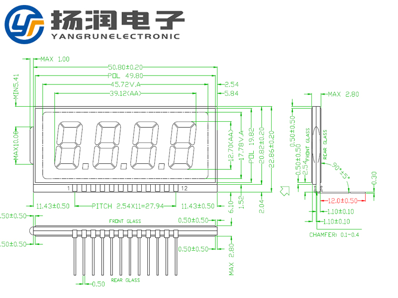 lcd段码液晶屏设计图纸分析-扬润电子